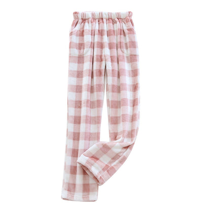 Women Pajama Pants Yoga Pants Elastic Waist Fuzzy Fleece Plaid Bottoms Soft Lounge Sleepwear With Pockets Plush Pajamas Pants