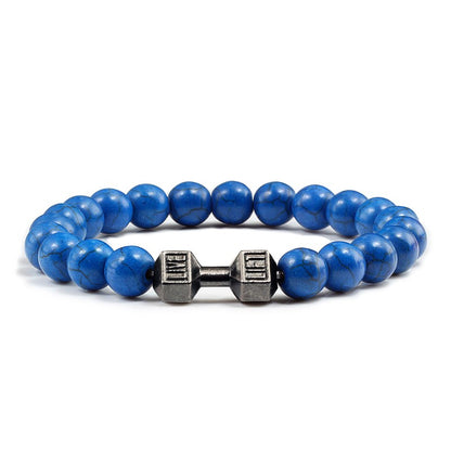 Pulseira Feminina/Masculina Ajustável Desgastada Preta, com Contas, Haltere, Joias de Yoga, Braceletes Originais