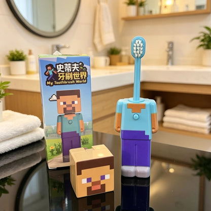 **Anime my world Scalable Toothbrush Cute MC Figures Transformable Soft Bristled Toothbrush Fine Bristled Gifts//