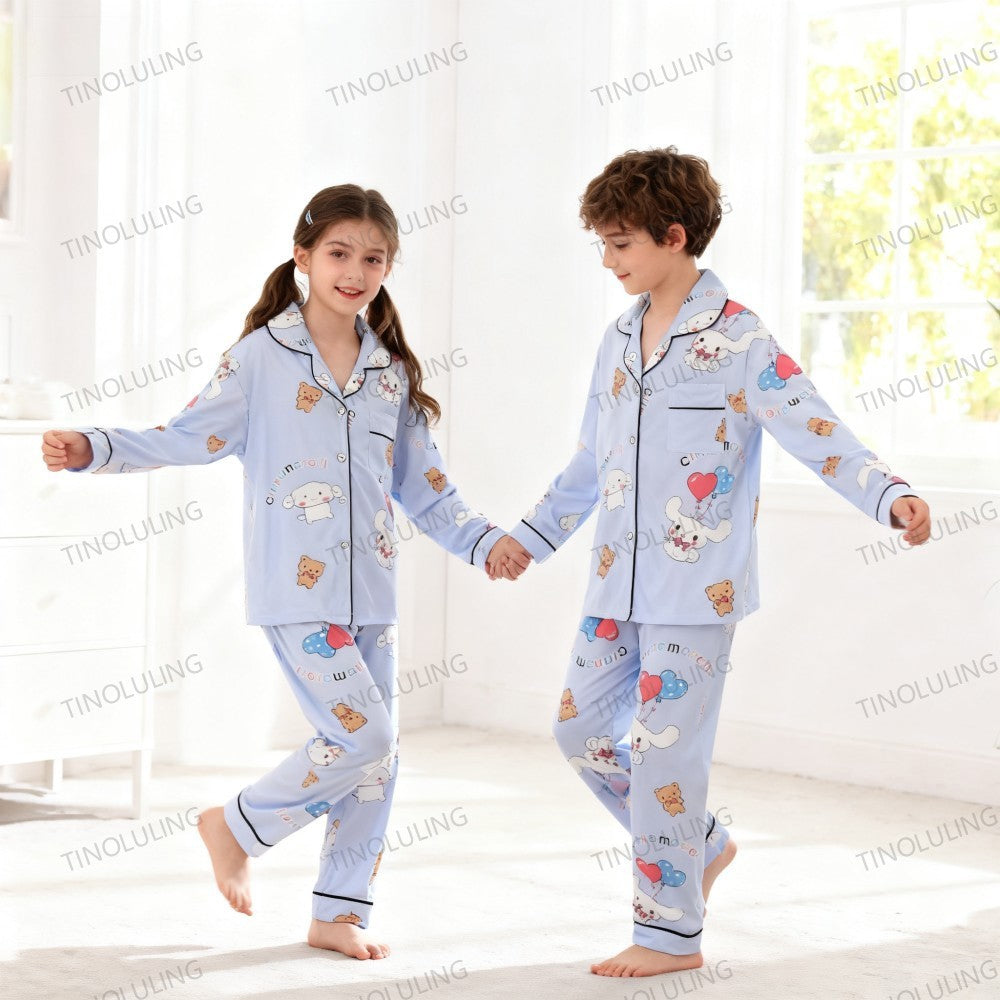 2025 New Baby Cotton Two-piece Set Home Clothes Children Pijama Boys Girls Cartoon Pajamas Set Kids Long T-shirt + Pants Outfits