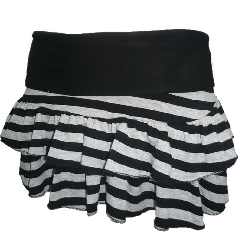 Dark Women Slim Clothes Japanese Summer Gothic Fashion Gray Striped Skirt Casual Vintage Y2K E-girl Sweet Harajuku Short Skirt