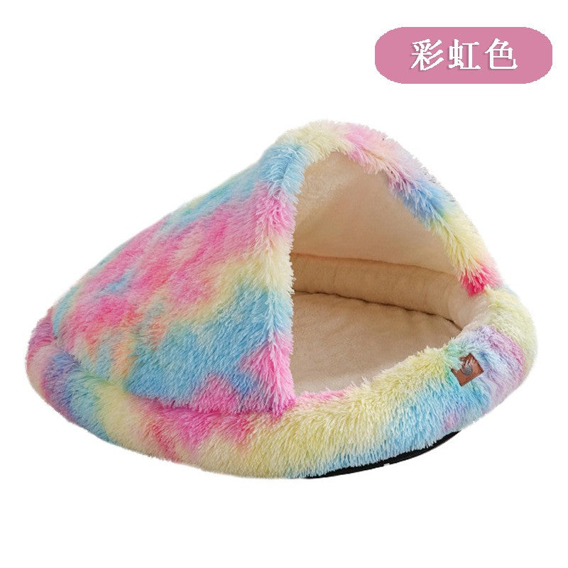 Cama Quente de Inverno para Gatos e Cães em Formato Fechado, Ninho para Gatos, Cama para Cães