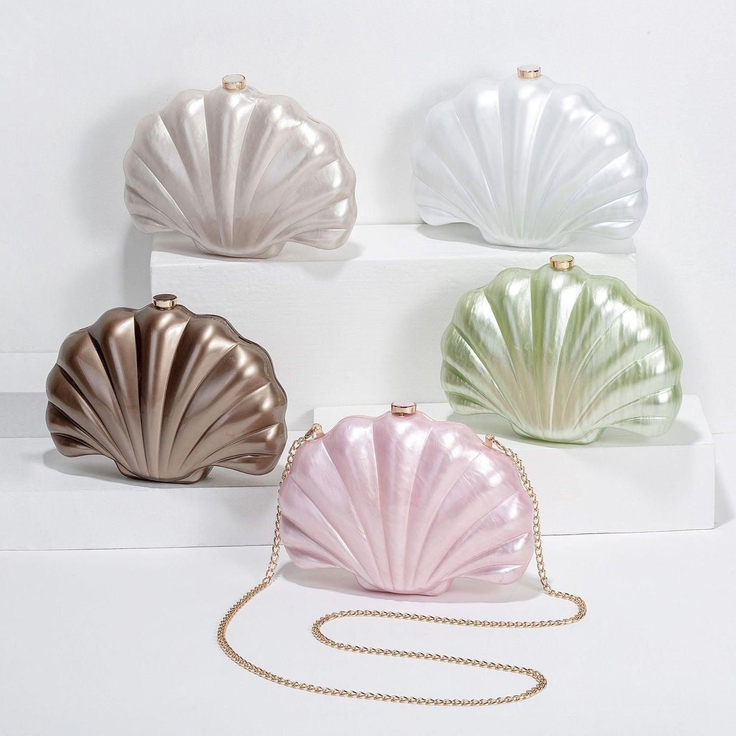 Ladies' new one shoulder diagonal cross bag, shaped shell acrylic bag, fashionable evening handbag