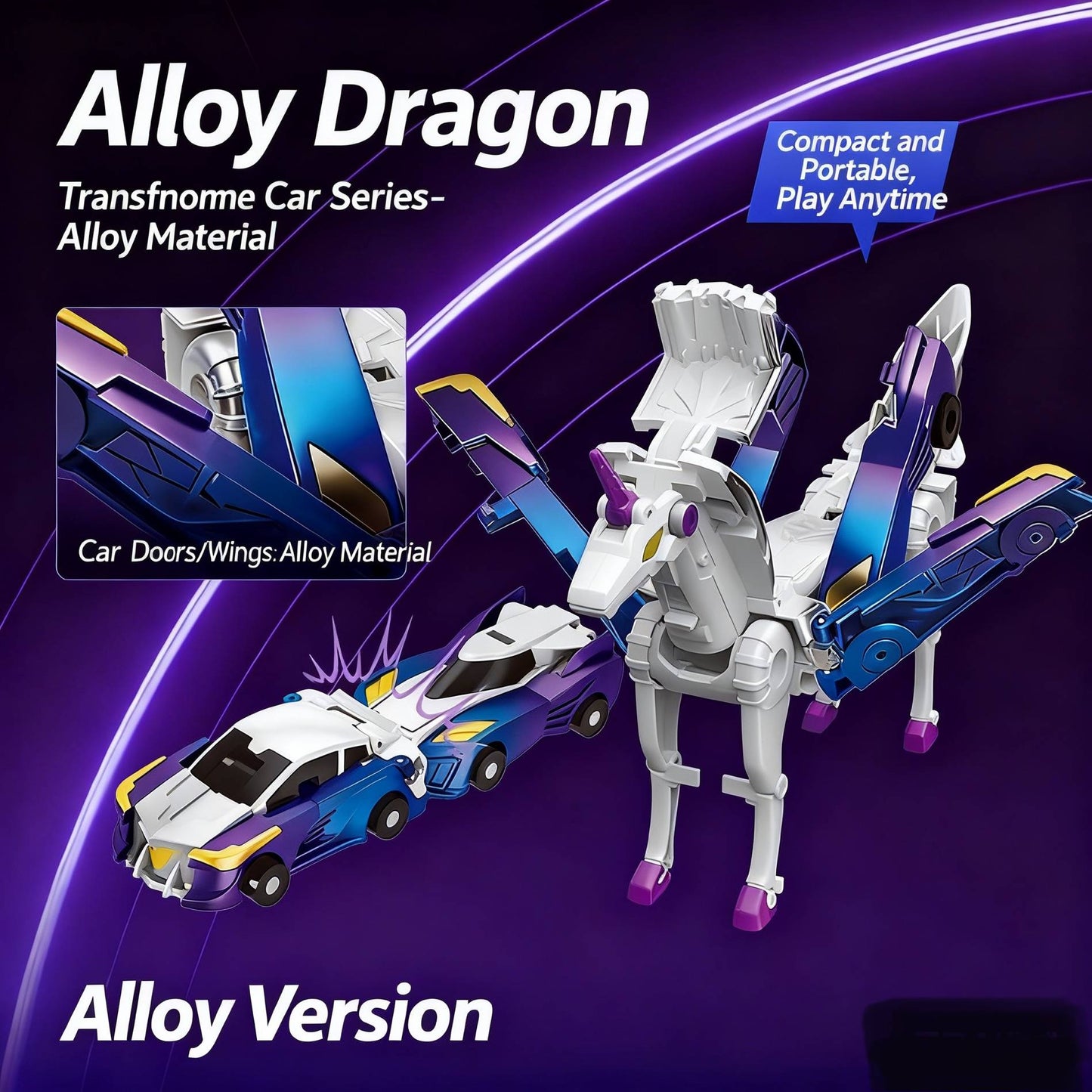 Carro Deus Rápido Brinquedo de Transformação Dinossauro Dragão Voador Combinação Pégaso Unicórnio Colisão Magnética Transformação Brinquedo Divertido