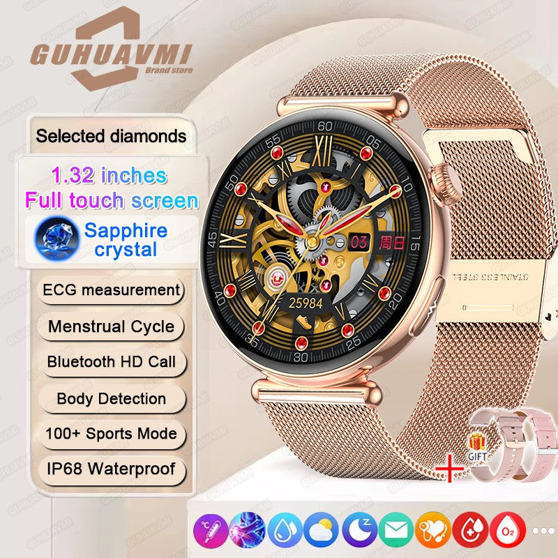 Women Smartwatch 1.32inch AMOLED Screen Call ECG Sport Watch Blood Pressure Micro physical examination AI dial Women Smart Watch