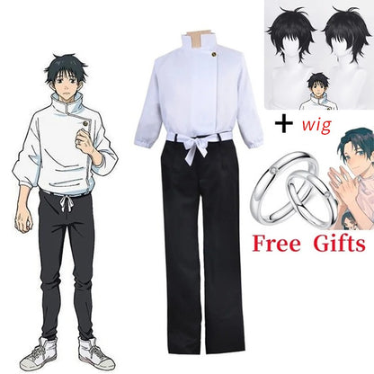Anime Jujutsu Kaisen Yuta Okkotsu Cosplay Costume Men Women Halloween Party Uniforms Tops + Pants + Belt