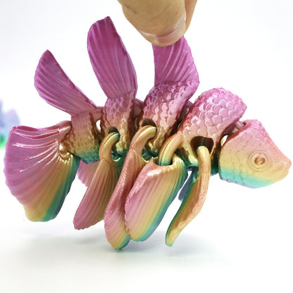3D Printed Goldfish with Figures Multi-joint Movable Simulation Fish for Home Accessories Kids Gift Living Room Decoration& Gift