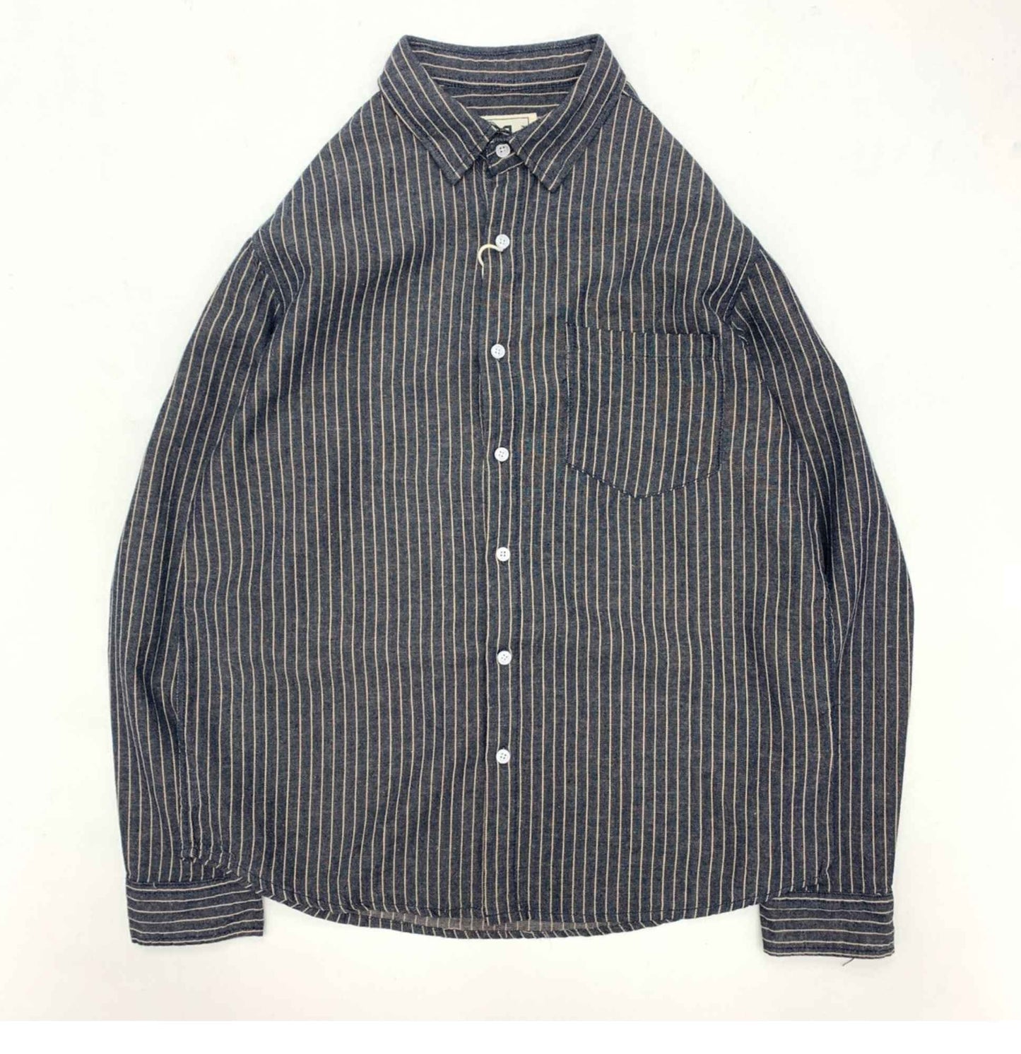 55% Linen 45% Cotton Vintage Striped Shirts for Men American Casual Retro Loose Blouses 2024 Spring Autumn Long Sleeve Male Tops