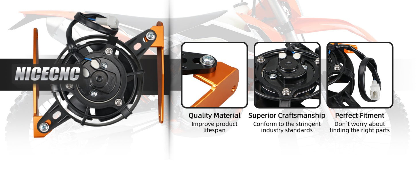 NICECNC For KTM EXC 300 EXCF 350 Electric Radiator Cooling Fan Set For Husqvarna TE 300 FE 450 2017-2023 GasGas EC 300 2021-2023