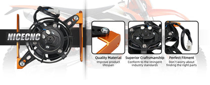 NICECNC For KTM EXC 300 EXCF 350 Electric Radiator Cooling Fan Set For Husqvarna TE 300 FE 450 2017-2023 GasGas EC 300 2021-2023