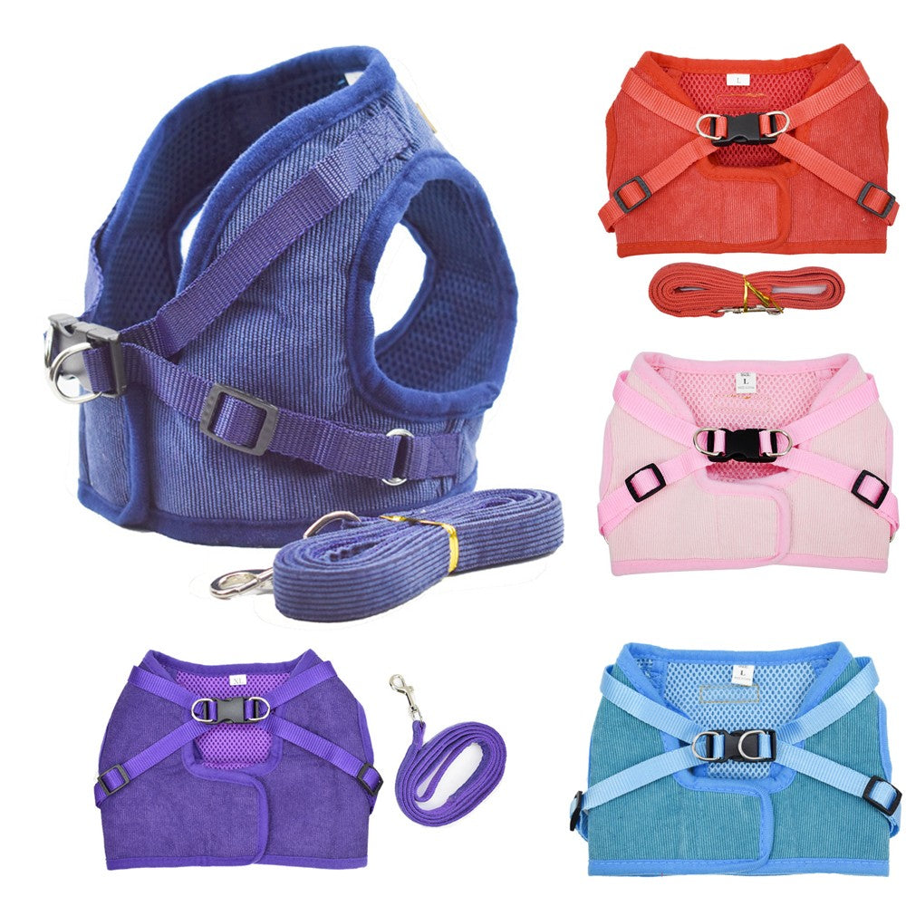 Colete Respirável de Nylon para Cães, Arnês Ajustável e Conjunto de Coleira para Cães Pequenos e Gatos, Coleira Refletiva para Filhotes