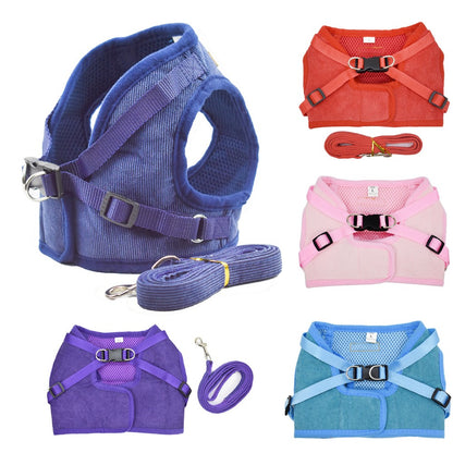 Colete Respirável de Nylon para Cães, Arnês Ajustável e Conjunto de Coleira para Cães Pequenos e Gatos, Coleira Refletiva para Filhotes