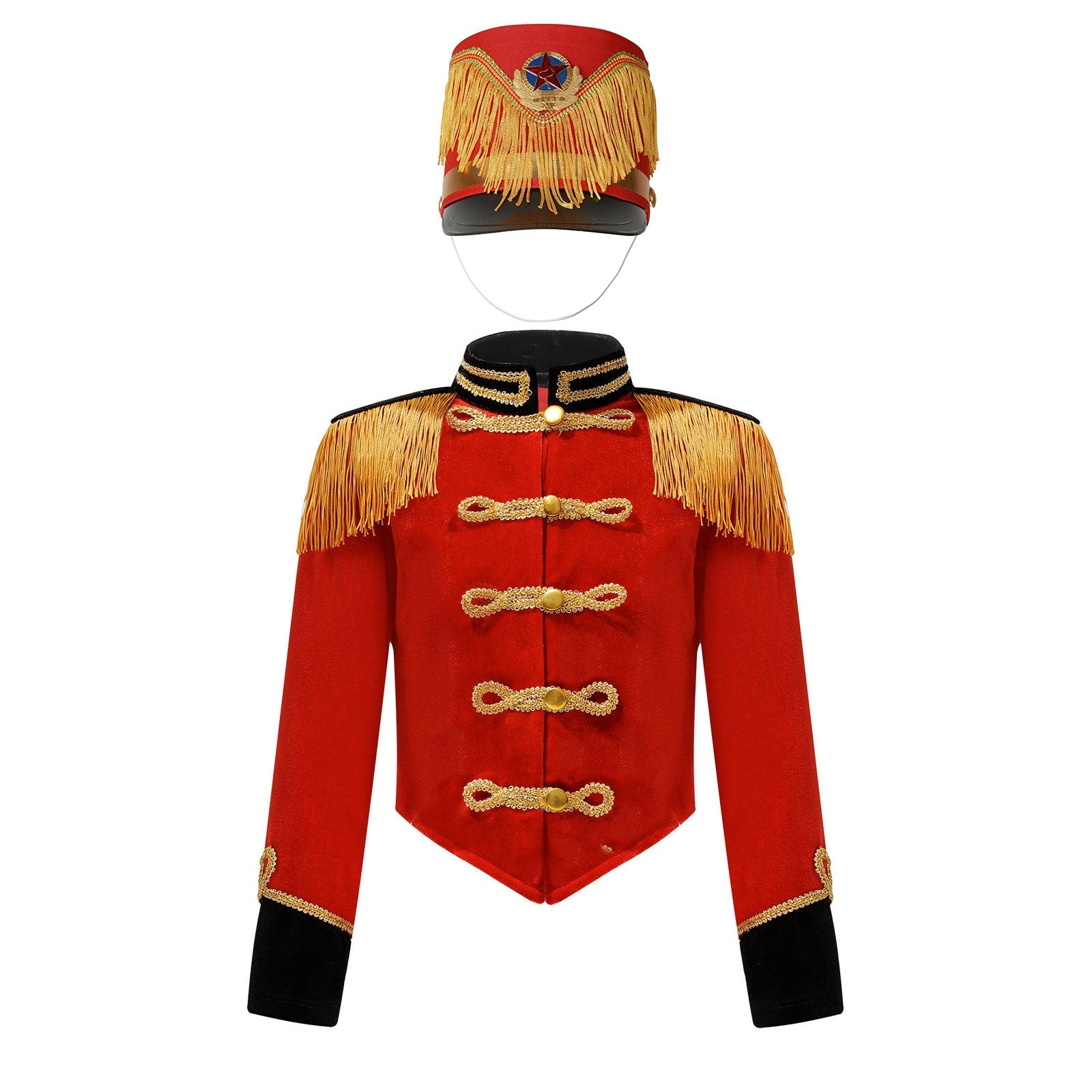 Girls Boys Marching Band Costume Outfits Circus Ringmaster Jacket Coat Team Performance Drummer Drum Major Uniform with Hat Sets