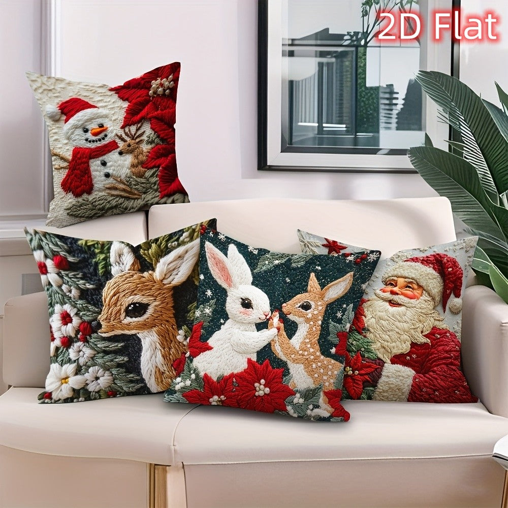 1pcs 2D Christmas Pillow Cover Xmas Party Decoration 2025 Xmas Holiday Santa Claus Pillow Cover Navidad Natal New Year Gift 2026