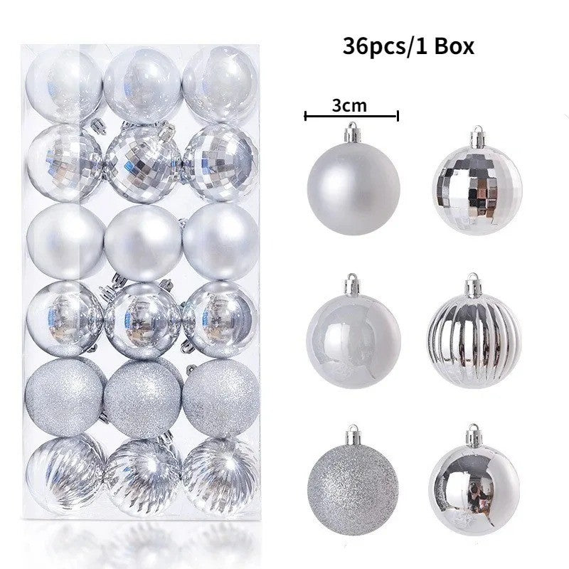 24Pcs 3cm Christmas Balls Christmas Tree Decoration Xmas Hanging Tree Pendants Home Party Christmas Tree Decor New Year Gifts