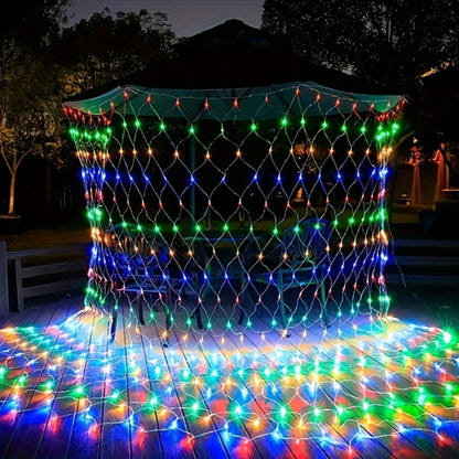 LED Mesh String Lights, 3mX2m String Lights with 8 Modes, European Plug Christmas Outdoor Lights Mesh Fairy Light Garland