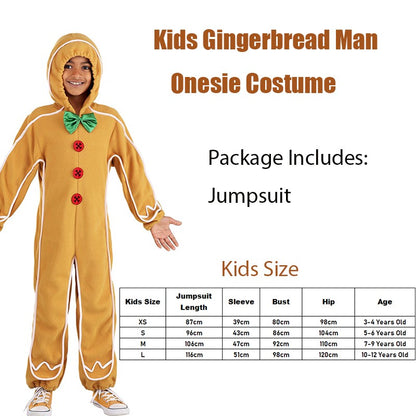 Unisex Christmas Cookie Carnival Halloween Fancy Dress Up Adult Gingerbread Man Costume