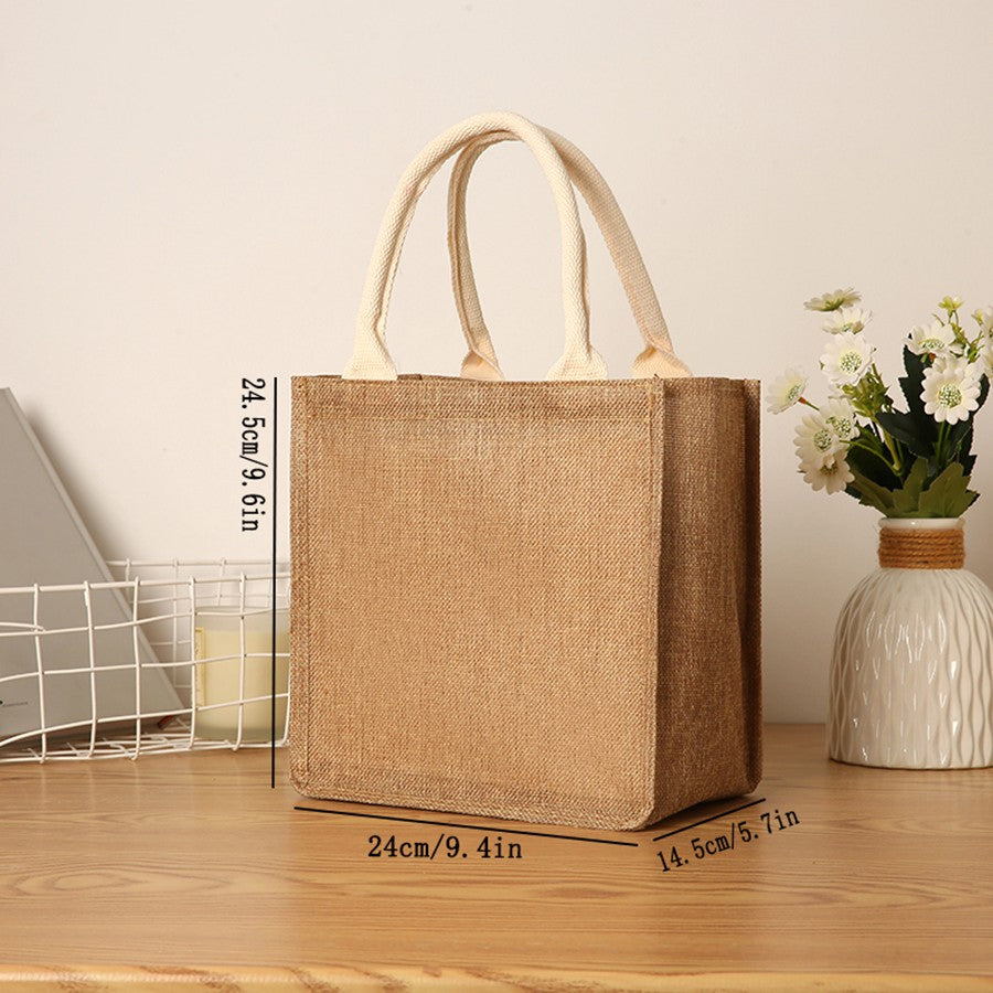 Solid color imitation linen women's handbag large capacity reusable eco-friendly shopping bag waterproof lining portable travel