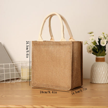 Solid color imitation linen women's handbag large capacity reusable eco-friendly shopping bag waterproof lining portable travel
