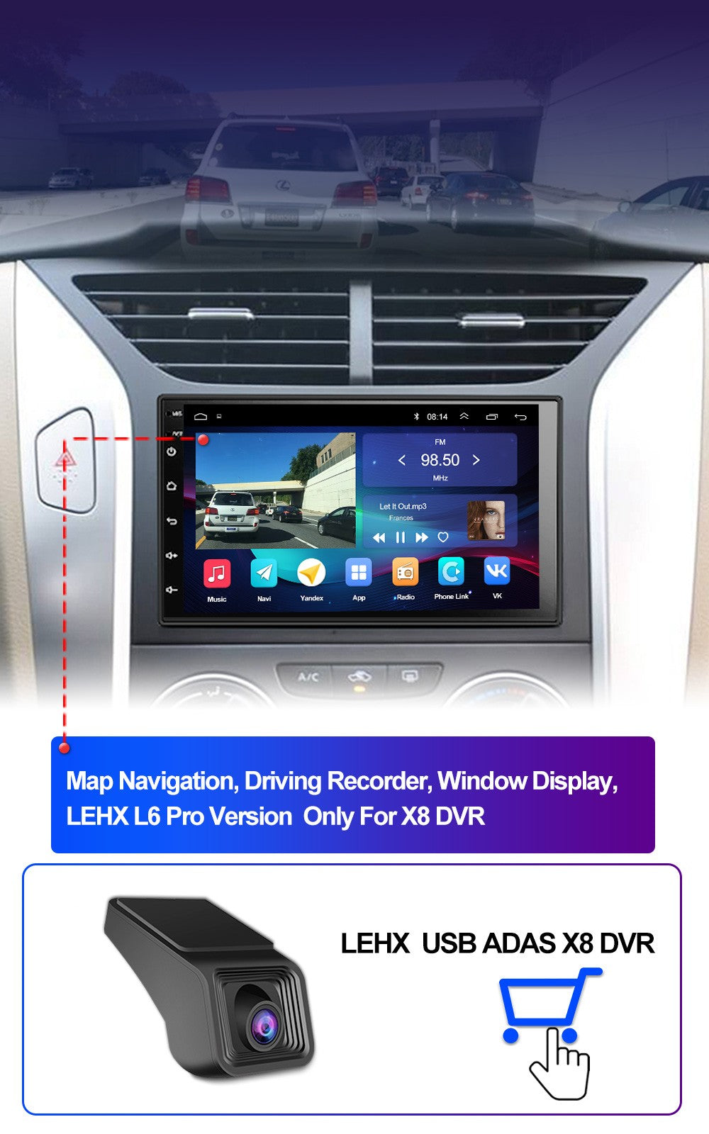 LEHX Universal 7 Inch 2 din Android 15 Car Radio 2.5D QLED Screen Car Multimedia Player Carplay Android Auto Stereo Autoradio