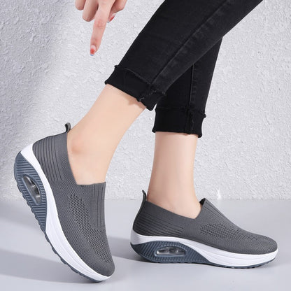 Summer Women Fashion Vulcanized Sneakers Platform Solid Color Flat Ladies Shoes Casual Breathable Wedges Ladies Walking Sneakers