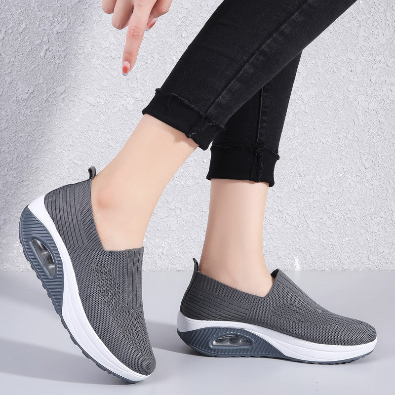 Summer Women Fashion Vulcanized Sneakers Platform Solid Color Flat Ladies Shoes Casual Breathable Wedges Ladies Walking Sneakers