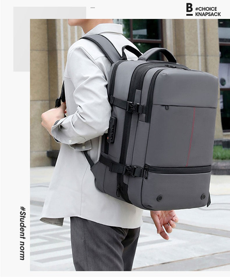 Backpack Men's Expandable Vacuum Compression Short-Distance Business Trip Large-Capacity Dry and Wet Separation Business Multi-Functional Backpack