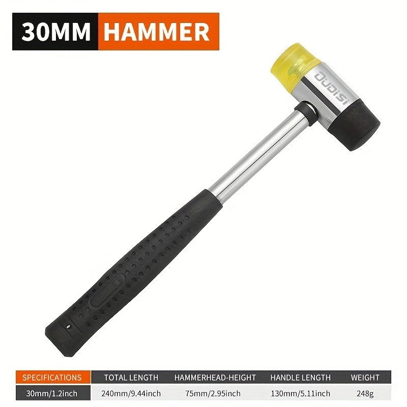 1 martelo de borracha, equipado com um medidor de anel de madeira para reparo e ajuste, martelo de borracha para instalação, martelo de percussão