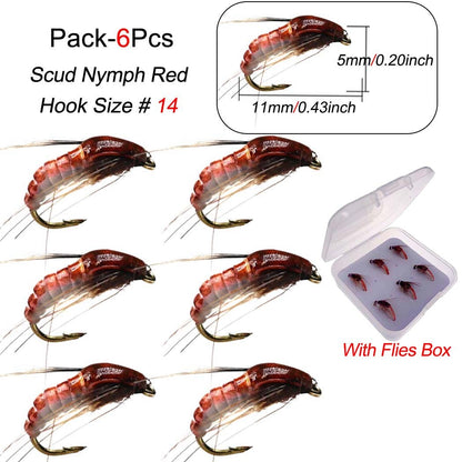 Iscas de Pesca-6/9 Peças/Caixa Ninfa Realista Isca de Camarão para Pesca de Truta Isca Artificial