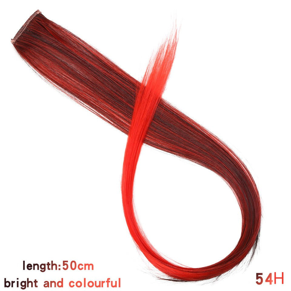 Todas as extensões de cabelo liso longo colorido para mechas, aplique de cabelo arco-íris, mecha de cabelo sintético rosa em tic-tac