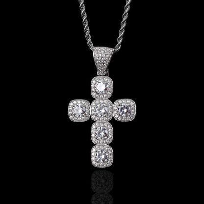 2026 Hip Hop Cross Pendant Necklace for Men 4mm Zircon Tennis Chain Ice Sparkling Necklace for Women Punk Jewelry Fashion Gift