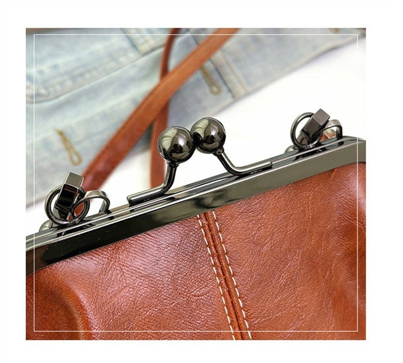 Vintage Style Women Handbag Brown Versatile Designer Shoulder Bag PU Leather Ladys Shell Purses Crossbody Bags