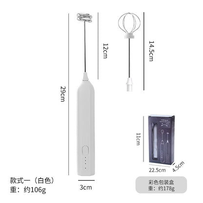 Electric milk frother charging portable egg beater beverage coffee machine handheld 3-speed jam cream machine kitchen blender