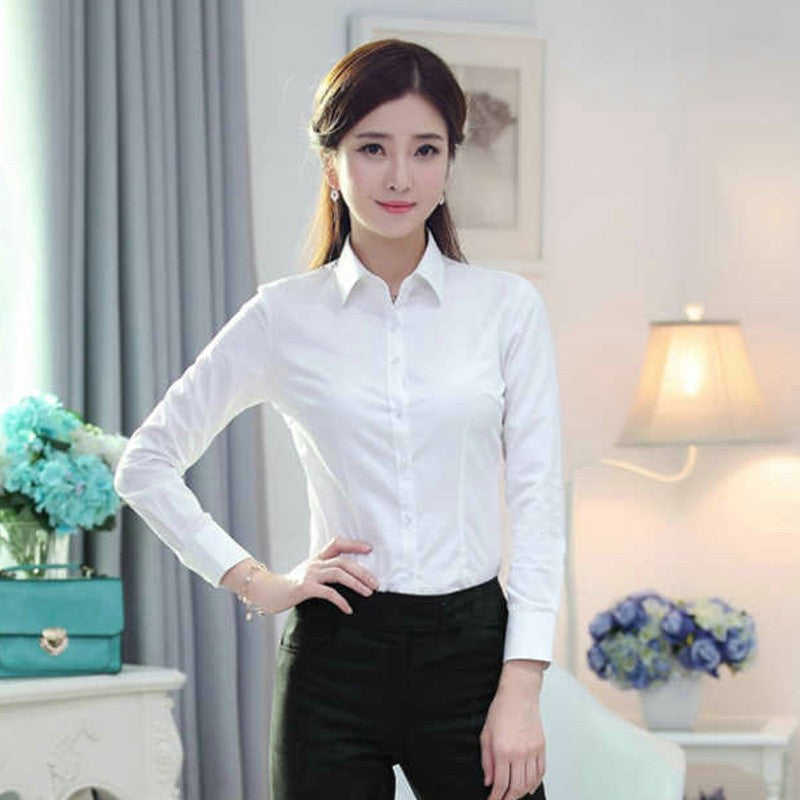 1pcs Woman Four Season Occupation Shirt Lady Casual Long Sleeve Turn-down Collar Shirt Female Working Clothes Formal Dress Tops
