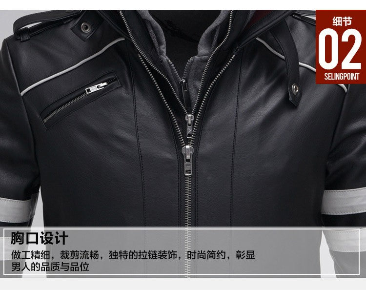 CosZtkhp Double Collars!Game Prototype Alex Mercer PU Leather Jacket Winter Coat Halloween Cosplay Costumes for Women/Men M-4XL