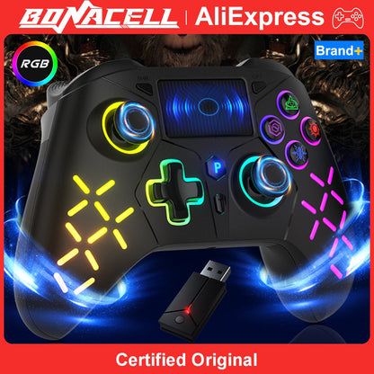 Controller for PS5/PS4/PS3/Steam/PC RGB Wireless Control Joystick Hall Linear Trigger Gamepad Turbo Dual Vibration Game Remote