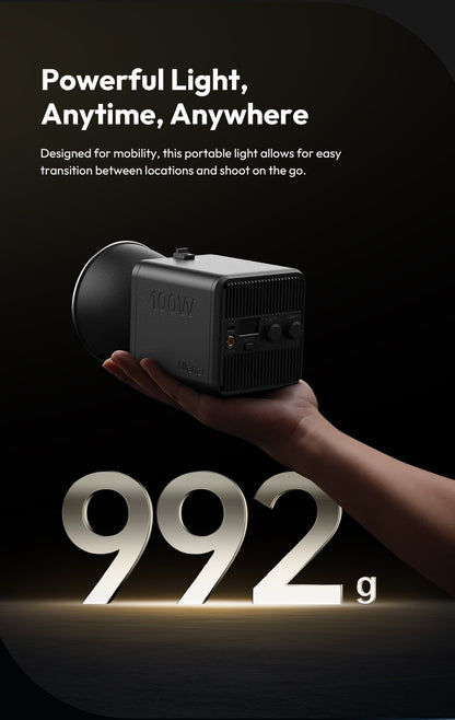 Ulanzi ML100Bi | ML100RGB Luz de Vídeo COB de 100W 2700K-6500K Bi-Color | Luz de Estúdio Fotográfico RGB 360° para Filmagem e Transmissão ao Vivo