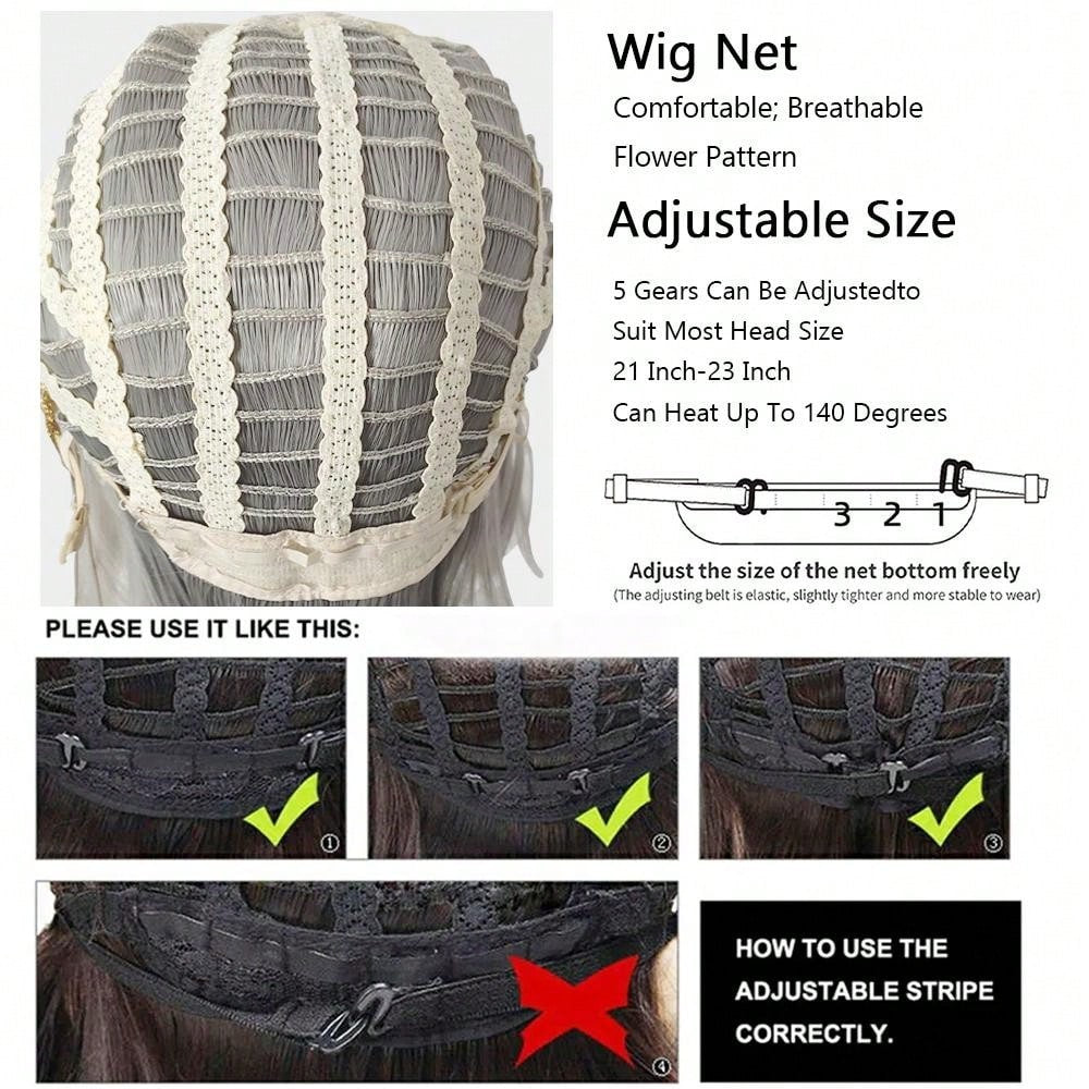 Peruca Roxa Longa Reta Sintética com Duas Marias e Franja, para Cosplay de Anime e Jogos, Peruca Fofa para Festas Diárias