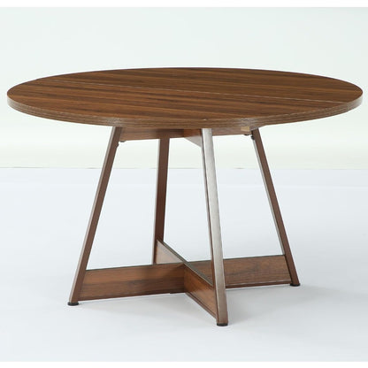 LITTLE TREE 39 Inches Round Dining Table for 2-4, Farmhouse Circle Kitchen Table for Dining Room, Wooden Dinner Table with Heavy
