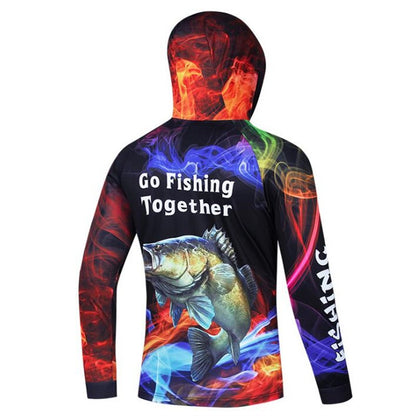 Camisa de Pesca Masculina de Manga Longa Profissional Respirável de Secagem Rápida com Capuz Anti-UV Roupas Masculinas para Exterior Casaco de Pesca