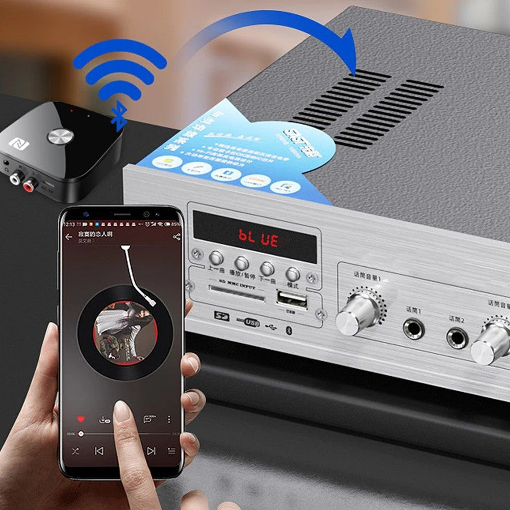 NFC Bluetooth 6.0 Audio Receiver Aux 3.5mm 2RCA Music Wireless Adapter With Mic USB U-Disk Play Remote Control for TV Car