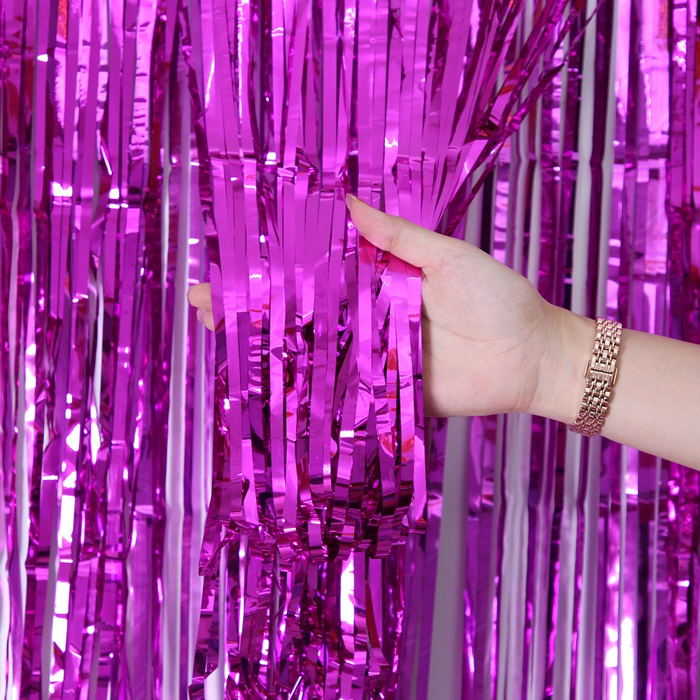 Metallic Tinsel Foil Fringe Curtains Photo Backdrop Glitter Streamers Foil Fringe Backdrop Curtain for Xmas Wedding Background