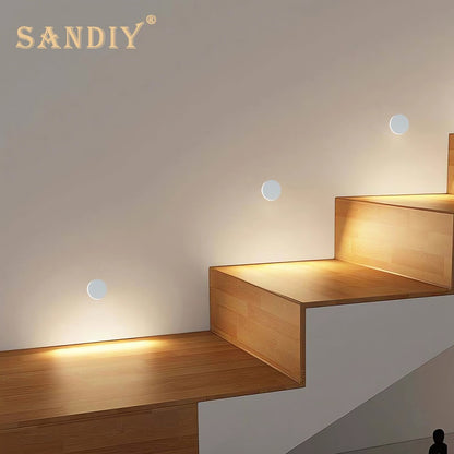 SANDIY Led Step Light Recessed Wall Lamp Round Stair Lighting Waterproof Indoor&Outdoor Luminaire for Bathroom Yard Balcony Deck