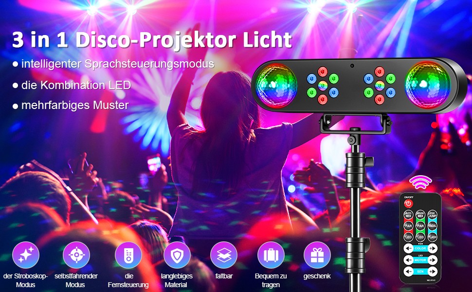 30W RGB 3in1 Bracket Effect Lights Dyeing Magic Ball Lights Remote Control Stage Effect Lighting Projector for DJ Party Concert