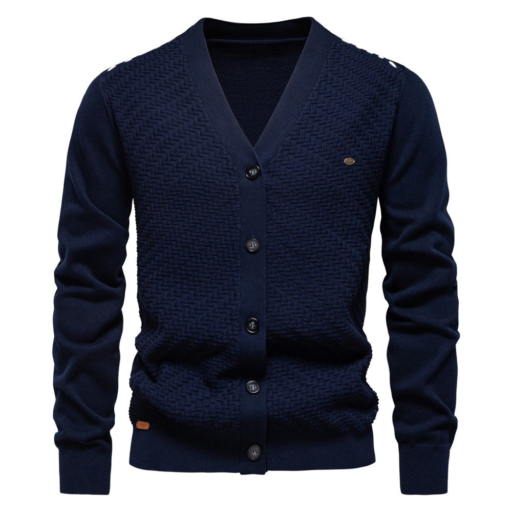 AIOPESON Mens New V Neck Button up Cotton Cardigan Sweaters Casual Social Knit Sweater Cardigans for Men