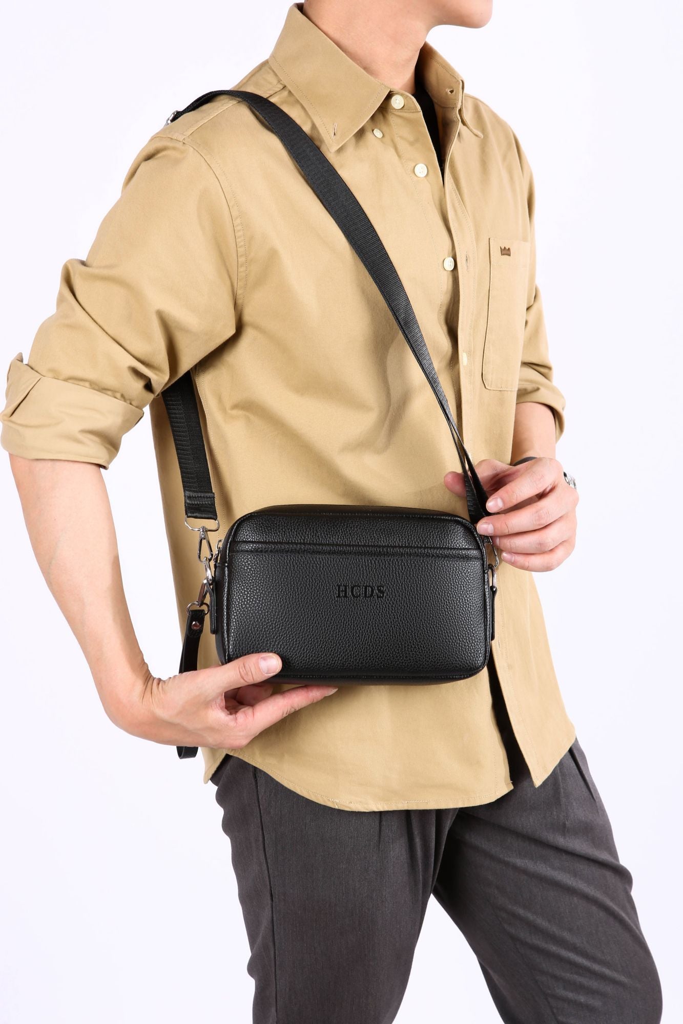 New Style Casual Men's Single Shoulder Bag - Portable Side-Hand Carrying Bag With Wrist Strap - Business-Style Crossbody Bag