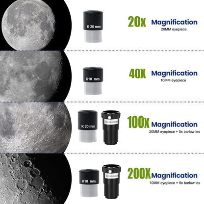 BORWOLF AZ80400 Telescópios Astronômicos para Adultos, Abertura de 80mm Montagem AZ de 400mm 200X HD para Observação da Lua, Estrelas e Pássaros
