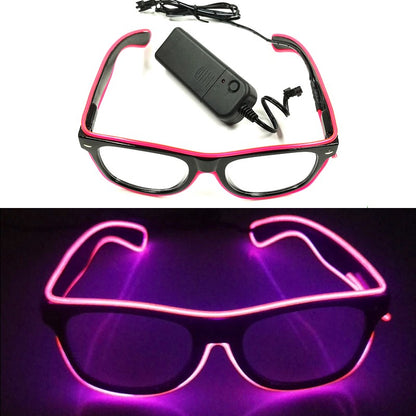 1PC Light Up LED Glasses Glow Sunglasses EL Wire Neon Glasses Glow in The Dark Party Supplies Neon Party Favors for Adults