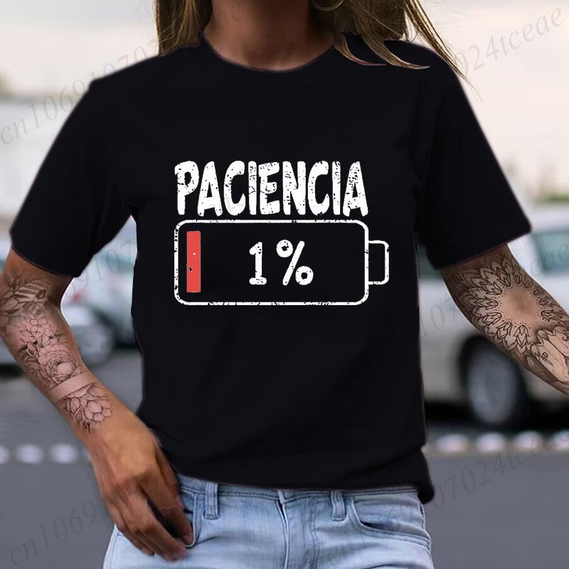 Vibrant Spanish Letter Print T-Shirts Short Sleeve Womens Casual Sports T-Shirts Summer Short Sleeved Harajuku Streetwear Tops