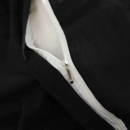 Black Bedding Set - Minimalist Queen/King Size Quilt Set 100% Cotton Plain Bed Cover Full Set (Includes Pillowcases)?